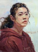 北京畫室色彩頭像紅衣婦女范畫賞